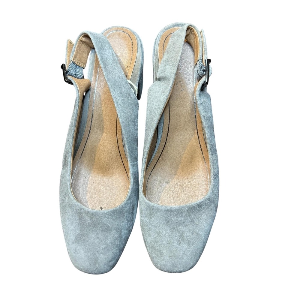 Vionic Nareen Shoes Womens Size 9 Gray Suede Slingback Block‎ Heel Pumps